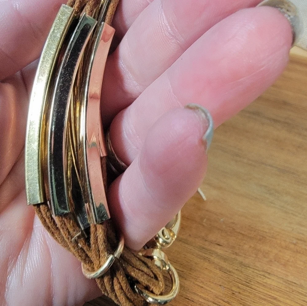 NEW New York and Company Leatherette and Gold tone Metal Bracelet